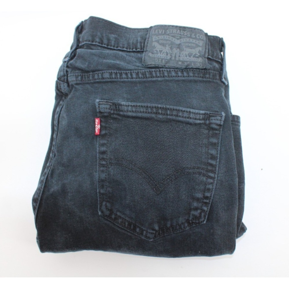 Levis 511 Jeans Mens 34x30 Black Denim Slim Fit Distressed Pockets Cotton